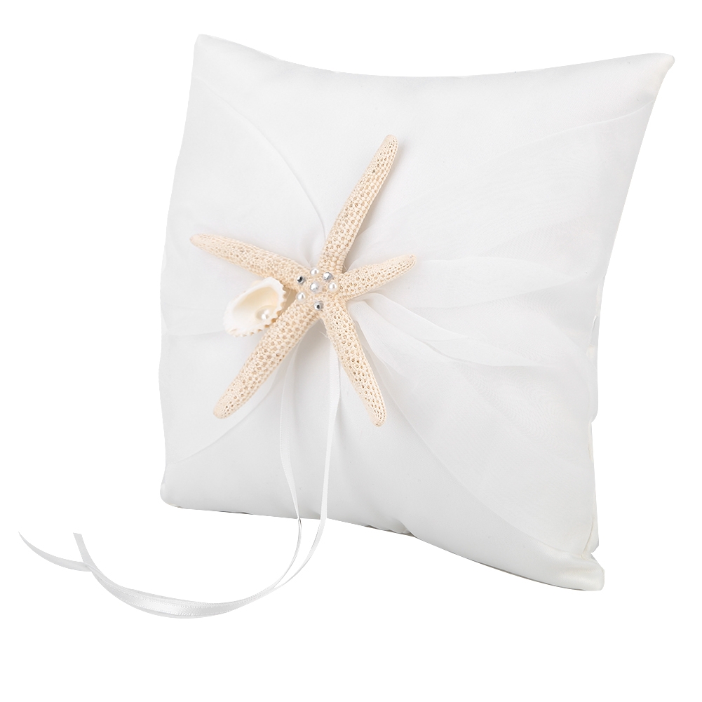 Ring Bearer Pillow - Fildişi Yüzük Taşıyıcı Yastık, Denizyıldızlı Düğün