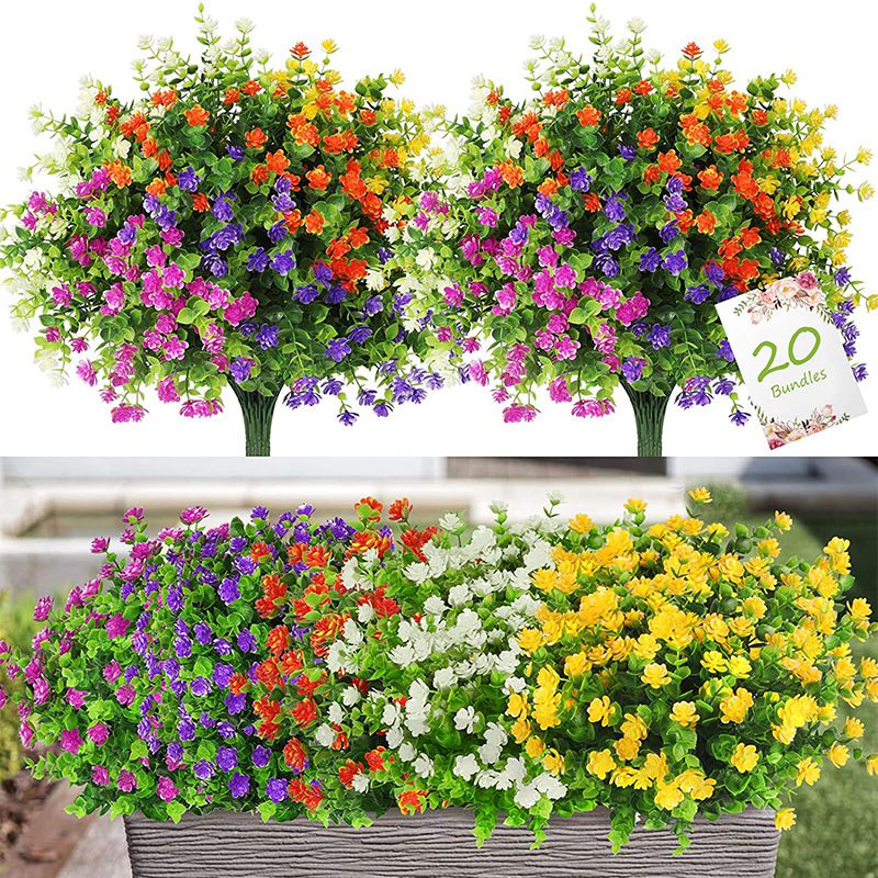Flower Girl Basket - 3/6 adet yapay bitki çiçek okaliptüs