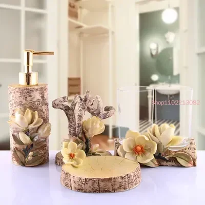 Wedding Bathroom Supply Kit - Banyo Aksesuarları Beş parçalı Set Cam