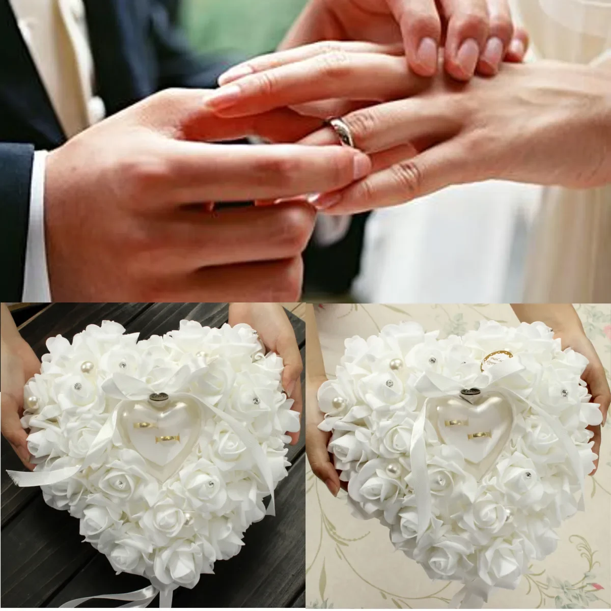 Ring Bearer Pillow - Beyaz Yüzük Taşıyıcı Yastık Yastık Tutucu