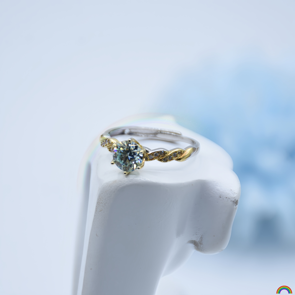 Wedding Superstar - S925 gümüş kakmalı mozanit pırlanta yüzük,