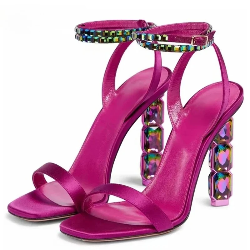 Wedding Super - Aneikeh Seksi Sparkly Yığılmış Kristal Topuk