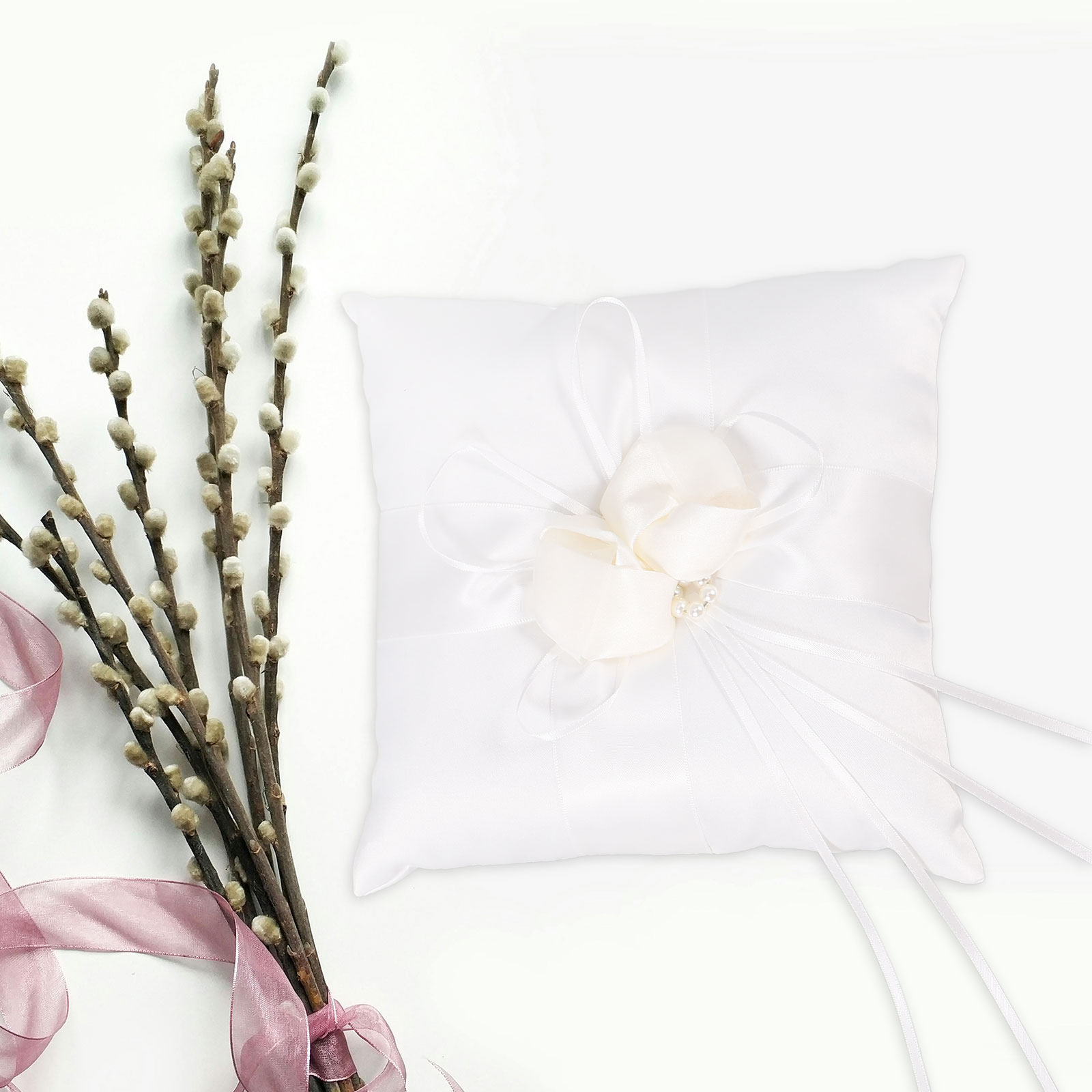 Ring Bearer Pillow - 20x20cm Beyaz Cep Düğün Yüzük Taşıyıcı