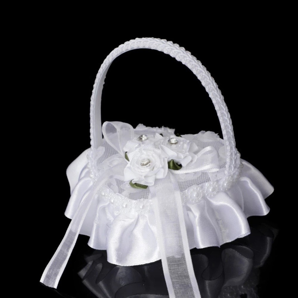 Ring Bearer Pillow - Beyaz Dantel Kalp Şeklinde Yüzük Kutusu