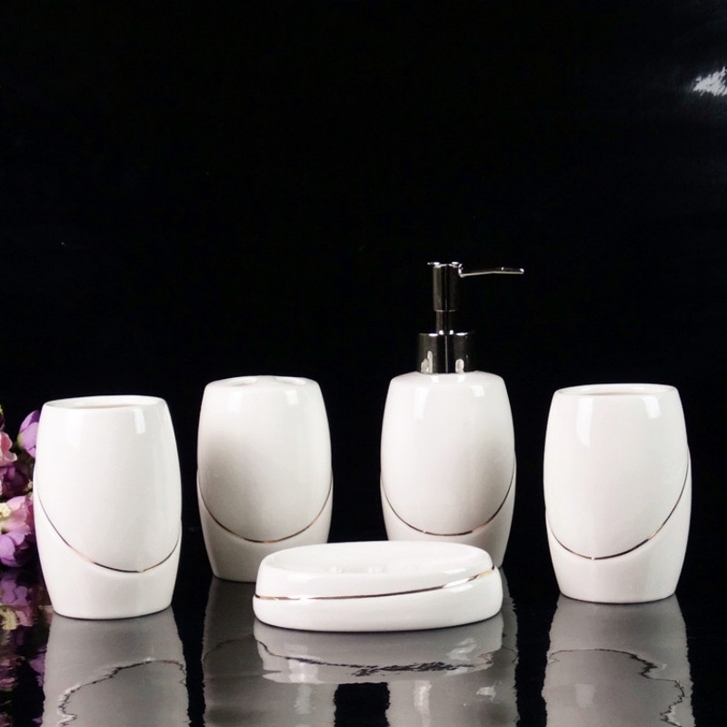 Wedding Bathroom Supply Kit - Beyaz Seramik Banyo Malzemeleri Seti/Banyo için