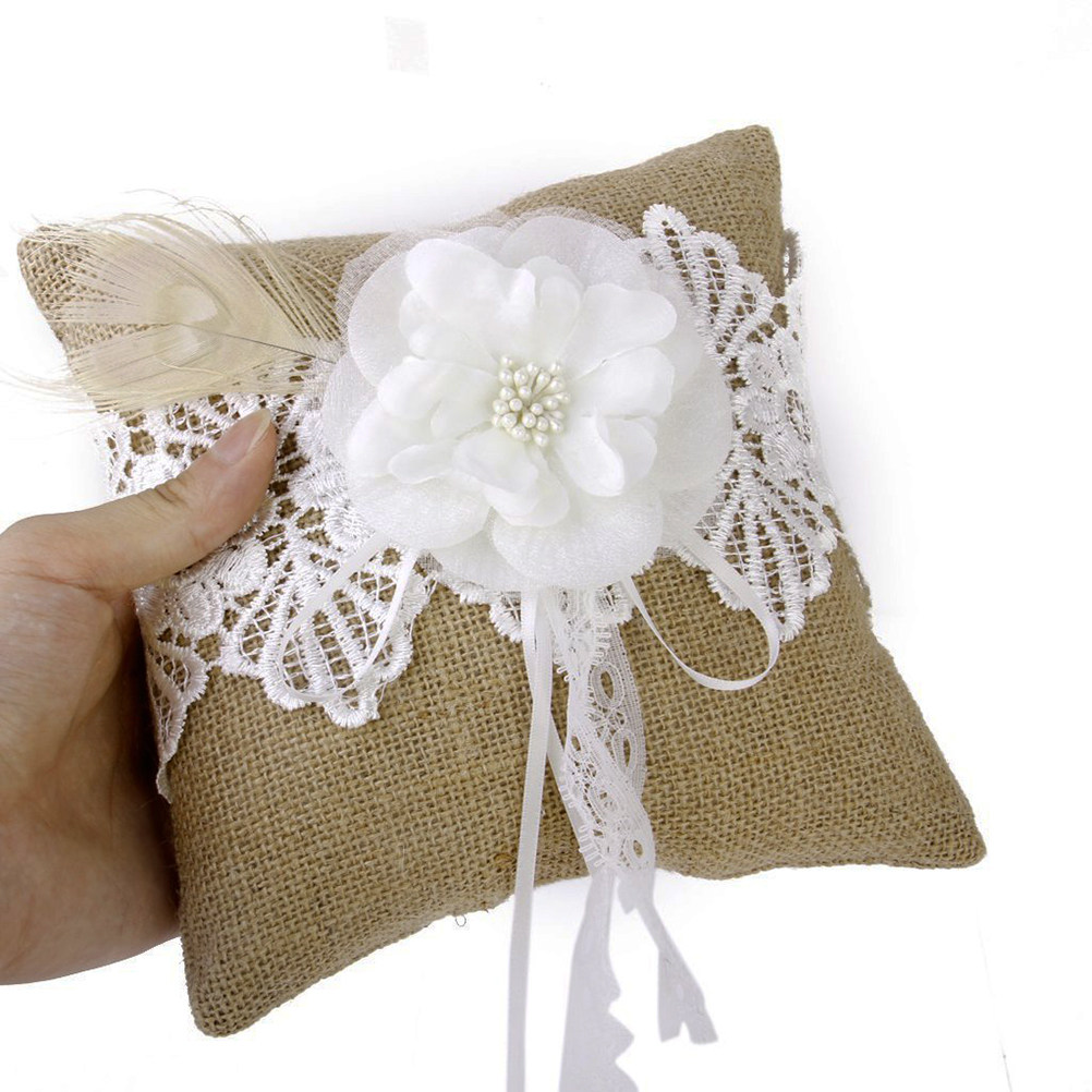 20x20cm Jüt Düğün Yüzük Yastığ - Ring Bearer Pillow incelemesi ve fiyatı