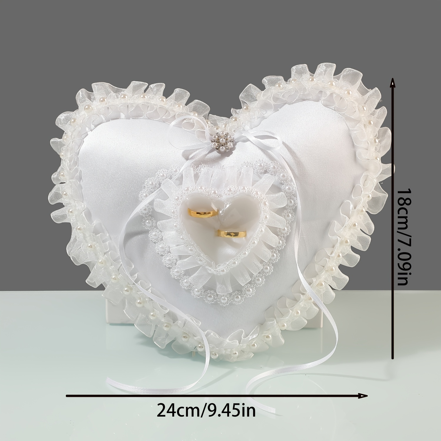 Beyaz Kalp Şeklinde Alyans Yas - Ring Bearer Pillow incelemesi ve fiyatı