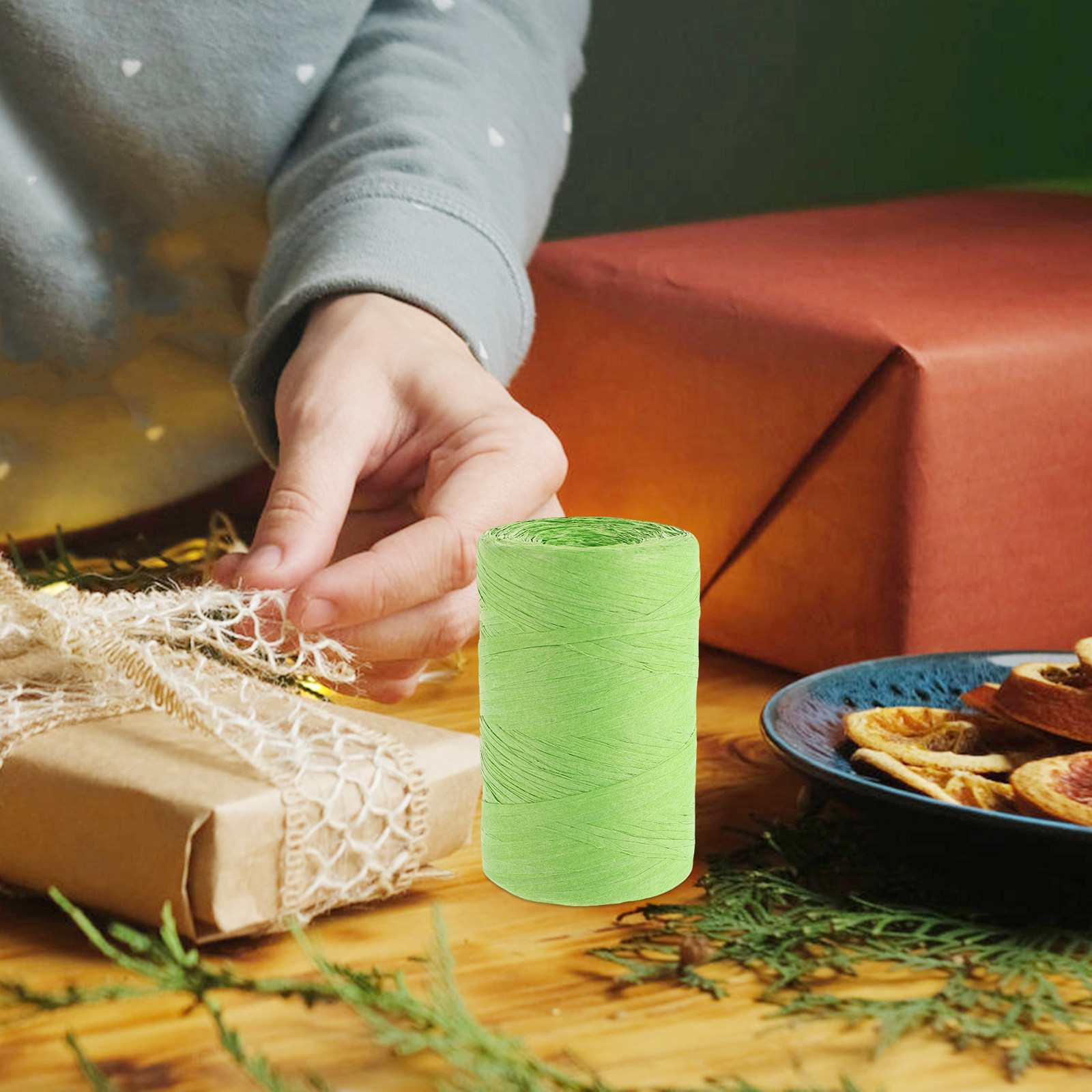 Renkli Rafya Kağıt İpi Düz Tas - Papercraft Supply Ribbon incelemesi ve fiyatı